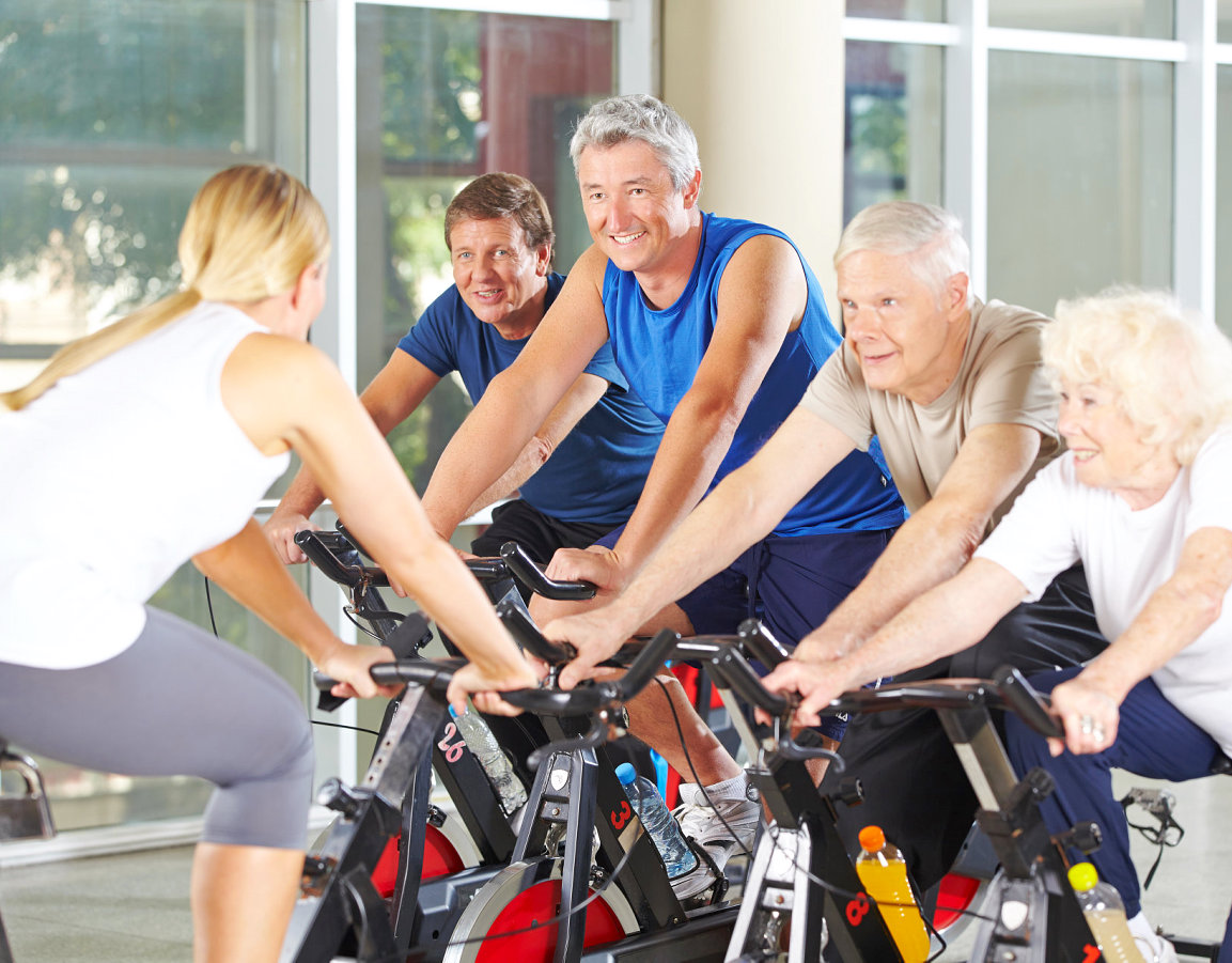 adults and seniors doing exercise